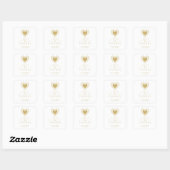 Chic Gold Heart Lace Effect Love & Thanks Support スクエアシール (シート)