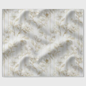 Chic Gold Line Flower White Floral Pattern ラッピングペーパー (フラット)