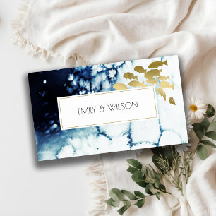 CHIC GOLD NAVY UNDERWATER SEA FISH WEDDING WEBSITE 名刺