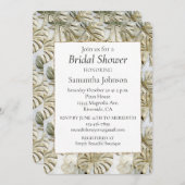 Chic Gold Sage Green Tropical Bridal Shower 招待状 (正面/裏面)