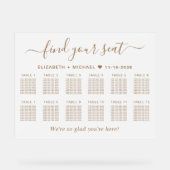 Chic Gold Script 12 Table Wedding Seating Frosted アクリルサイン (正面)