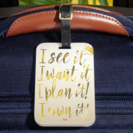 Chic Gold Script Typography Motivational Text  ラゲッジタグ