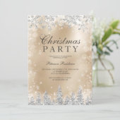 Chic Gold Silver snowflake winter Christmas party 招待状 (スタンド正面)