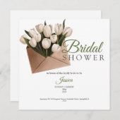 Chic Golden roses bridal shower party invitation サンキューカード (正面/裏面)