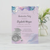 Chic Grad Cap,Disco Ball,Wine Violet Abstract 招待状 (スタンド正面)