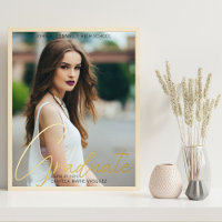 Chic Graduate Photo Trendy Script Graduation Gold