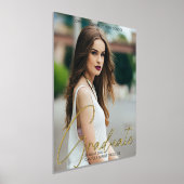 Chic Graduate Photo Trendy Script Graduation Gold 箔ポスター (レイダウン)