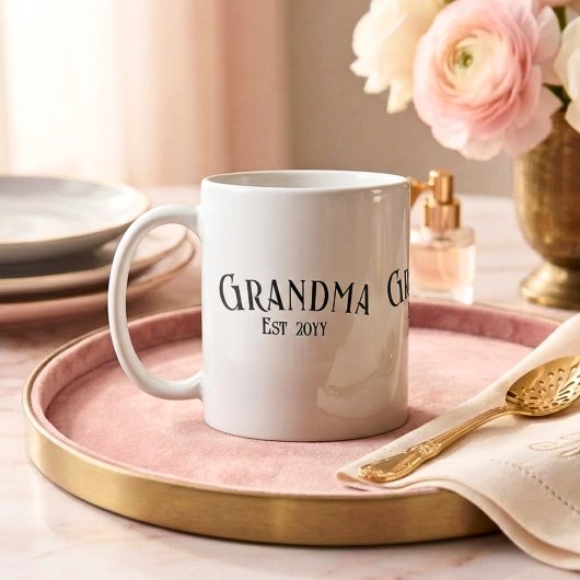 Chic Grandma Established Personalize Name Year コーヒーマグカップ