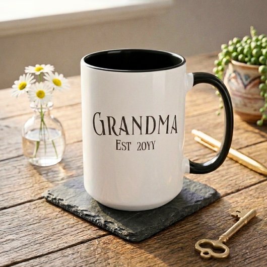 Chic Grandma Established Personalize Name Year マグカップ