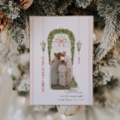 Chic Grandmillennial Coquette Christmas Arch Photo シーズンカード