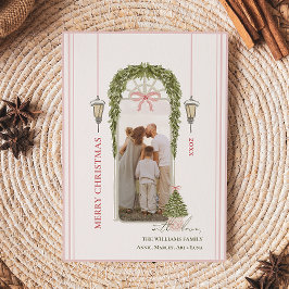 Chic Grandmillennial Coquette Christmas Arch Photo シーズンカード