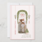 Chic Grandmillennial Coquette Christmas Arch Photo シーズンカード (正面)