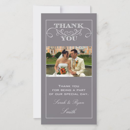 Chic Gray 結婚's Thank You Photo Card サンキューカード (正面)