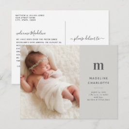 Chic Gray 1-Photo Birth発表 ポストカード