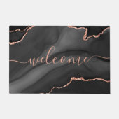 Chic Gray Agate Pink Glitter Script Welcome ドアマット (正面)