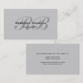 Chic Gray Monogram Script Manager名刺 名刺 (正面/裏面)