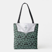 Chic Green and Black Rose Monogram Tote Bag トートバッグ (裏面)