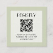 Chic Green Baby Shower Registry QR Code エンクロージャーカード (正面)