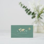 Chic Green Business Card for a travel agent 名刺 (スタンド正面)