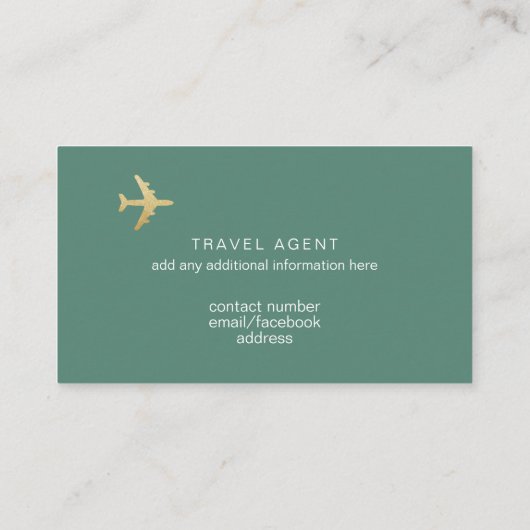 Chic Green Business Card for a travel agent 名刺 (裏面)