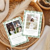 Chic Green Gingham  Graduation Party 2026  招待状