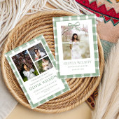 Chic Green Gingham  Graduation Party 2026  招待状