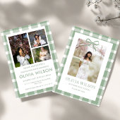 Chic Green Gingham  Graduation Party 2026  招待状