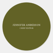 Chic Green Professional Modern Plain Minimalist ラウンドシール (正面)