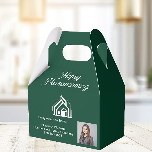 Chic Green Real Estate Agent Photo Housewarming フェイバーボックス