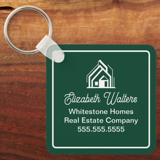 Chic Green Real Estate Company Custom Realtor キーホルダー (正面)