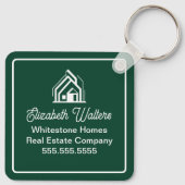 Chic Green Real Estate Company Custom Realtor キーホルダー (裏面)