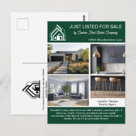 Chic Green Real Estate Company Home Listing ポストカード