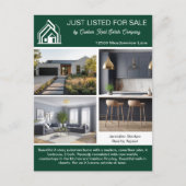 Chic Green Real Estate Company Home Listing ポストカード (正面)