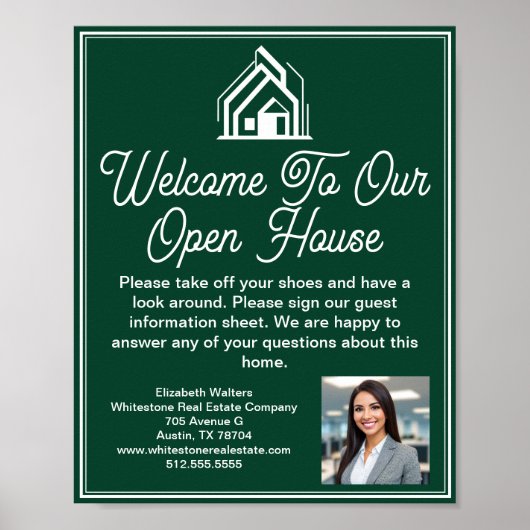 Chic Green Real Estate Company Open House Welcome ポスター (正面)