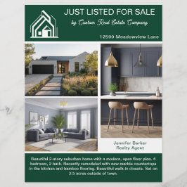 Chic Green Real Estate Home Listing 2 Sided Modern チラシ
