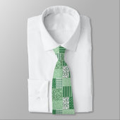 Chic Green Shamrocks Faux Patchwork Necktie ネクタイ (タイ)