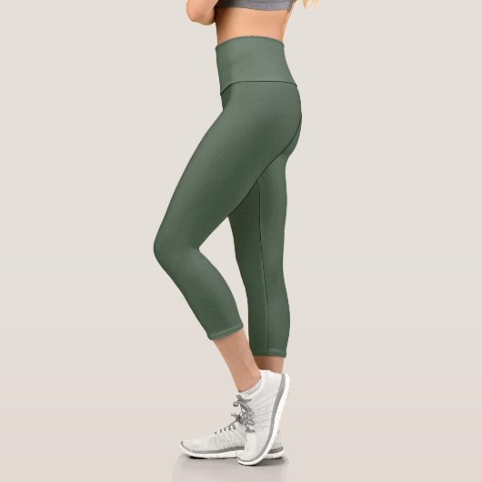 Chic Green Texture Capri Activewear Leggings カプリレギンス (左)