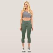 Chic Green Texture Capri Activewear Leggings カプリレギンス (正面)