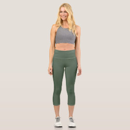 Chic Green Texture Capri Activewear Leggings カプリレギンス