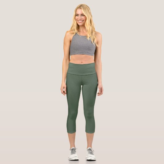 Chic Green Texture Capri Activewear Leggings カプリレギンス (正面)