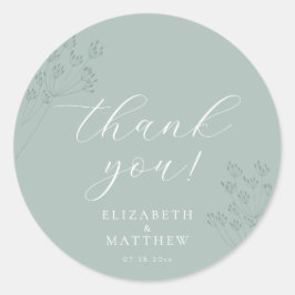 Chic Green Wedding | Boho Thank You Sticker ラウンドシール
