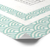 Chic Green+White Pattern Seigaiha Seating Chart ポスター (角)