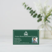 Chic Green White Real Estate Company Realtor Photo 名刺 (スタンド正面)