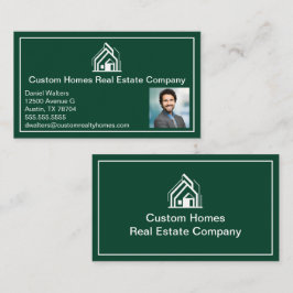 Chic Green White Real Estate Company Realtor Photo 名刺
