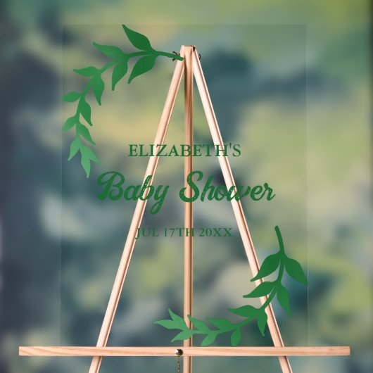 Chic Greenery Baby Shower アクリルサイン (ニュートラル)