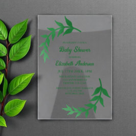 Chic Greenery Baby Shower アクリル招待状