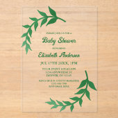 Chic Greenery Baby Shower アクリル招待状 (正面)