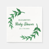Chic Greenery Baby Shower スタンダードカクテルナプキン (正面)