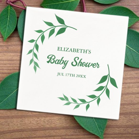 Chic Greenery Baby Shower スタンダードカクテルナプキン