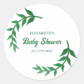 Chic Greenery Baby Shower ラウンドシール (正面)